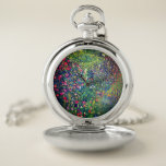 Gustav Klimt Italiaanse tuin Zakhorloge<br><div class="desc">Pocket Watch met olieverf van Gustav Klimt: Italiaans tuinlandschap (1913). Een prachtige tuin van kleurrijke bloemen: rood,  wit,  roze,  paars. Een groot geschenk voor fans van Art Nouveau en Oostenrijkse kunst.</div>