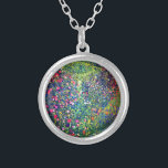 Gustav Klimt Italiaanse tuin Zilver Vergulden Ketting<br><div class="desc">Ketting met olieverschildering van Gustav Klimt in het Italiaanse tuinlandschap (1913). Een prachtige tuin van kleurrijke bloemen: rood,  wit,  roze,  paars. Een groot geschenk voor fans van Art Nouveau en Oostenrijkse kunst.</div>