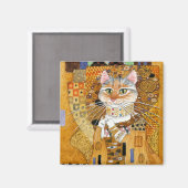 Gustav Klimt Kat in Gouden spoofmagneet Magneet (Voorkant / Achterkant)