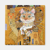 Gustav Klimt Kat in Gouden spoofmagneet Magneet (Voorkant)