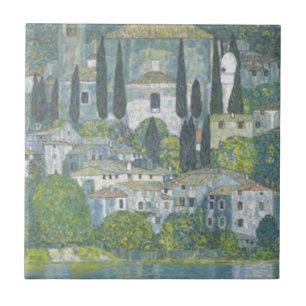 Gustav Klimt - Kerk in Cassone Kunst Tegeltje