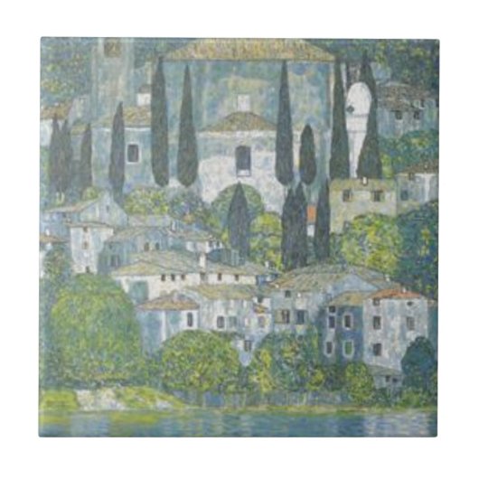 Gustav Klimt - Kerk in Cassone Kunst Tegeltje (Voorkant)