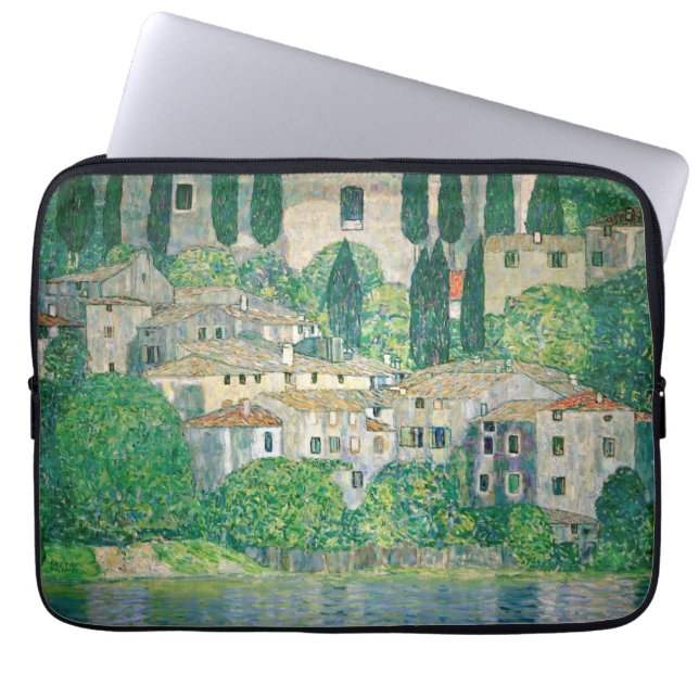 Gustav Klimt - Kerk in Cassone Laptop Sleeve (Voorkant)