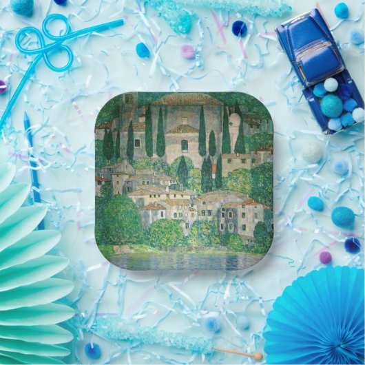 Gustav Klimt - Kerk in Cassone Papieren Bordje (Feest)