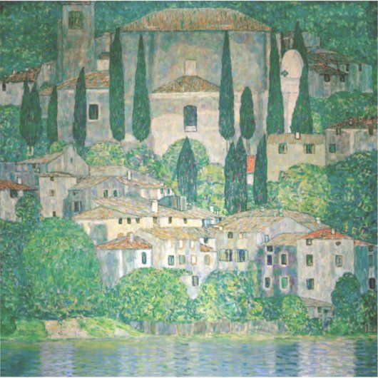 Gustav Klimt - Kerk in Cassone Sticker (Voorkant)