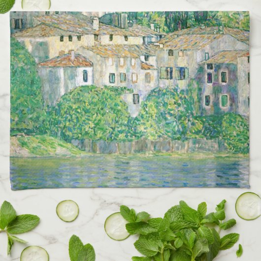 Gustav Klimt - Kerk in Cassone Theedoek (Gevouwen)