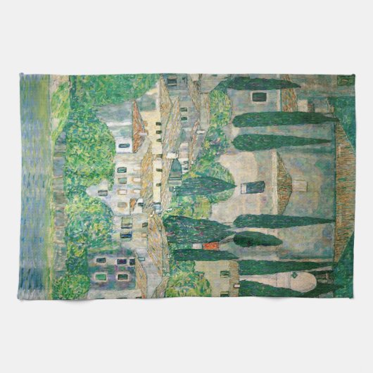 Gustav Klimt - Kerk in Cassone Theedoek (Horizontaal)