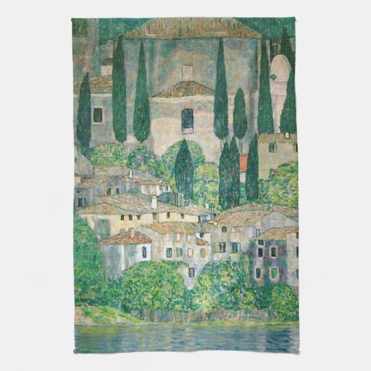 Gustav Klimt - Kerk in Cassone Theedoek (Verticaal)