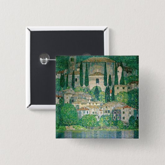 Gustav Klimt - Kerk in Cassone Vierkante Button 5,1 Cm (Voorkant /achterkant)