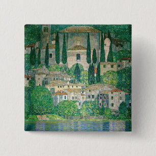Gustav Klimt - Kerk in Cassone Vierkante Button 5,1 Cm