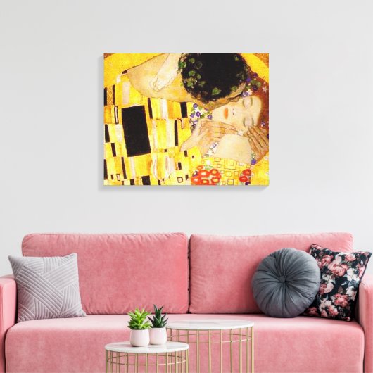 Gustav Klimt Kiss Het klassieke schilderij Canvas Afdruk (Insitu (Woonkamer))