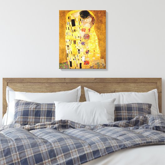 Gustav Klimt Kiss Het klassieke schilderij Canvas Afdruk (Insitu (Slaapkamer))