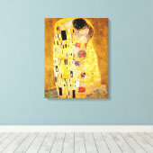 Gustav Klimt Kiss Het klassieke schilderij Canvas Afdruk (Insitu (Houten vloer))