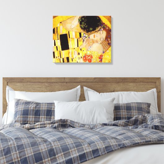 Gustav Klimt Kiss Het klassieke schilderij Canvas Afdruk (Insitu (Slaapkamer))