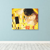 Gustav Klimt Kiss Het klassieke schilderij Canvas Afdruk (Insitu (Houten vloer))