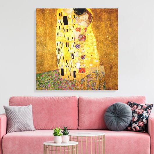 Gustav Klimt Kiss Het klassieke schilderij Canvas Afdruk (Insitu (Woonkamer))