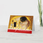Gustav Klimt Kiss Het klassieke schilderij Feestdagen Kaart<br><div class="desc">Gustav Klimt The Kiss Gustav Klimt gebruikte echt goud in zijn prachtige kunstwerk, nieuwe vrouwen en decoratieve kunst. Dit schilderij van Klimt heette "De kus" en is het bekendste kunstgebergte dat hij ooit geschilderd heeft. Het schilderij van Gustav Klimt is van een kunstvrouw en man in een omhelzing. De kleuren...</div>