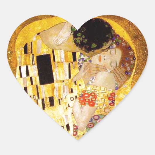 Gustav Klimt Kiss Het klassieke schilderij Hart Sticker (Voorkant)