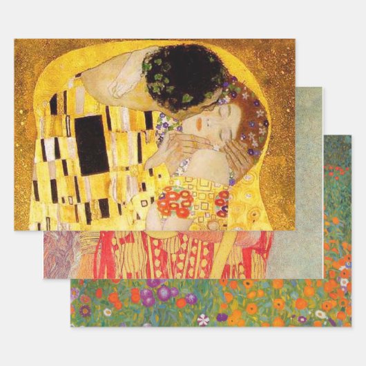 Gustav Klimt Kiss Het klassieke schilderij Inpakpapier Vel (Set)