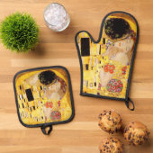 Gustav Klimt Kiss Het klassieke schilderij Ovenwant & Pannenlap Set (Top down)