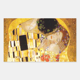 Gustav Klimt Kiss Het klassieke schilderij Rechthoekige Sticker