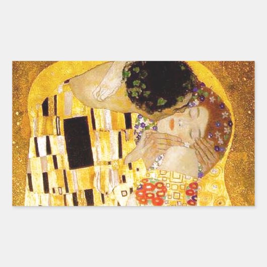Gustav Klimt Kiss Het klassieke schilderij Rechthoekige Sticker (Voorkant)