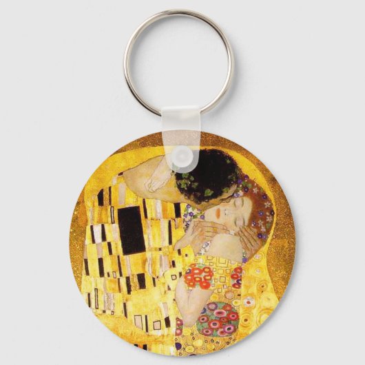 Gustav Klimt Kiss Het klassieke schilderij Sleutelhanger (Voorkant)