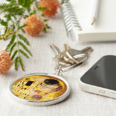 Gustav Klimt Kiss Het klassieke schilderij Sleutelhanger (Zijkant)