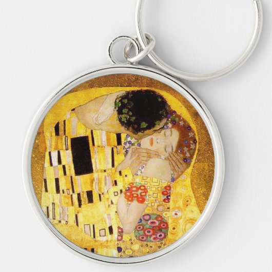Gustav Klimt Kiss Het klassieke schilderij Sleutelhanger (Voorkant)