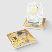 Gustav Klimt Kiss Het klassieke schilderij Stenen Onderzetter (Zijkant)