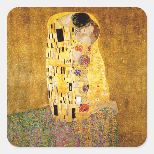 Gustav Klimt Kiss Het klassieke schilderij Vierkante Sticker (Voorkant)