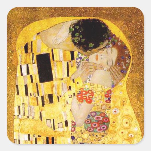 Gustav Klimt Kiss Het klassieke schilderij Vierkante Sticker (Voorkant)