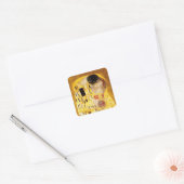 Gustav Klimt Kiss Het klassieke schilderij Vierkante Sticker (Envelop)