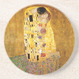 Gustav Klimt Kiss Het klassieke schilderij Zandsteen Onderzetter