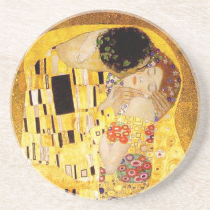 Gustav Klimt Kiss Het klassieke schilderij Zandsteen Onderzetter