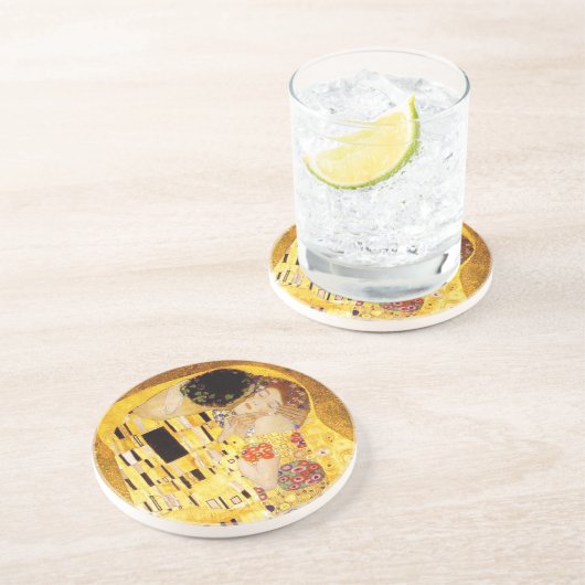 Gustav Klimt Kiss Het klassieke schilderij Zandsteen Onderzetter (Zijkant)