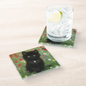 Gustav Klimt Kitten Glazen Onderzetter (Schuin)