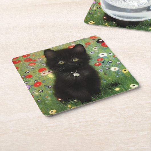 Gustav Klimt Kitten Kartonnen Onderzetters (Schuin)