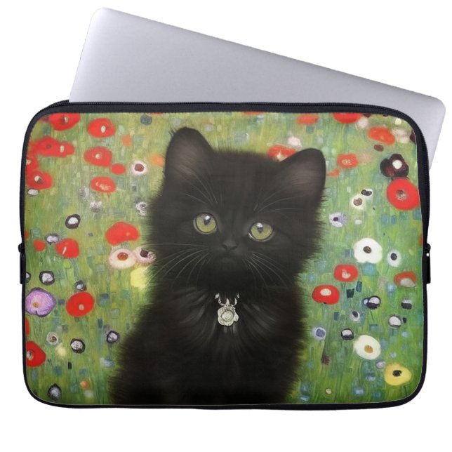 Gustav Klimt Kitten Laptop Sleeve (Voorkant)