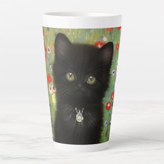 Gustav Klimt Kitten Latte Mok (Voorkant)