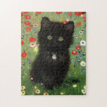 Gustav Klimt Kitten Legpuzzel<br><div class="desc">Puzzle met een Gustav Klimt kitten! Dit zwarte kat draagt een zilveren kraag en zit in een veld van rode,  blauwe,  witte en gele bloemen. Een prachtig cadeau voor kattenliefhebbers en Oostenrijkse kunstliefhebbers!</div>