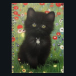 Gustav Klimt Kitten Notitieboek<br><div class="desc">Notitieboek met een Gustav Klimt kitten! Dit zwarte kat draagt een zilveren kraag en zit in een veld van rode,  blauwe,  witte en gele bloemen. Een prachtig cadeau voor kattenliefhebbers en Oostenrijkse kunstliefhebbers!</div>