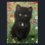 Gustav Klimt Kitten Notitieboek<br><div class="desc">Notitieboek met een Gustav Klimt kitten! Dit zwarte kat draagt een zilveren kraag en zit in een veld van rode,  blauwe,  witte en gele bloemen. Een prachtig cadeau voor kattenliefhebbers en Oostenrijkse kunstliefhebbers!</div>