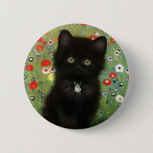 Gustav Klimt Kitten Ronde Button 5,7 Cm (Voorkant)