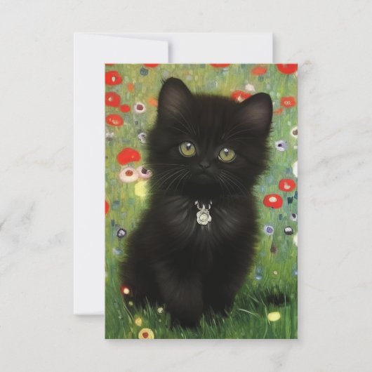 Gustav Klimt Kitten RSVP Kaartje (Voorkant)