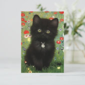 Gustav Klimt Kitten RSVP Kaartje (Staand voorkant)