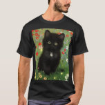 Gustav Klimt Kitten T-shirt<br><div class="desc">T-shirt met een Gustav Klimt kitten! Dit zwarte kat draagt een zilveren kraag en zit in een veld van rode,  blauwe,  witte en gele bloemen. Een prachtig cadeau voor kattenliefhebbers en Oostenrijkse kunstliefhebbers!</div>