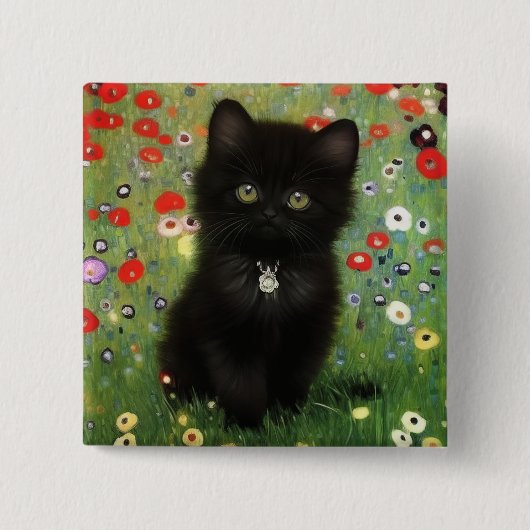 Gustav Klimt Kitten Vierkante Button 5,1 Cm (Voorkant)
