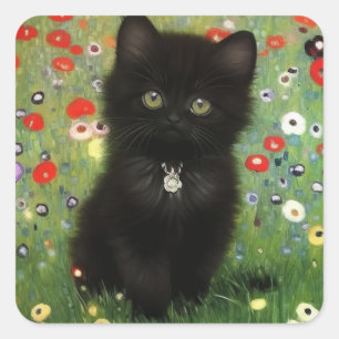 Gustav Klimt Kitten Vierkante Sticker