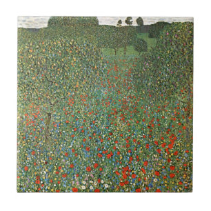 Gustav Klimt Klaproosveld Keramische Tegel Tegeltje